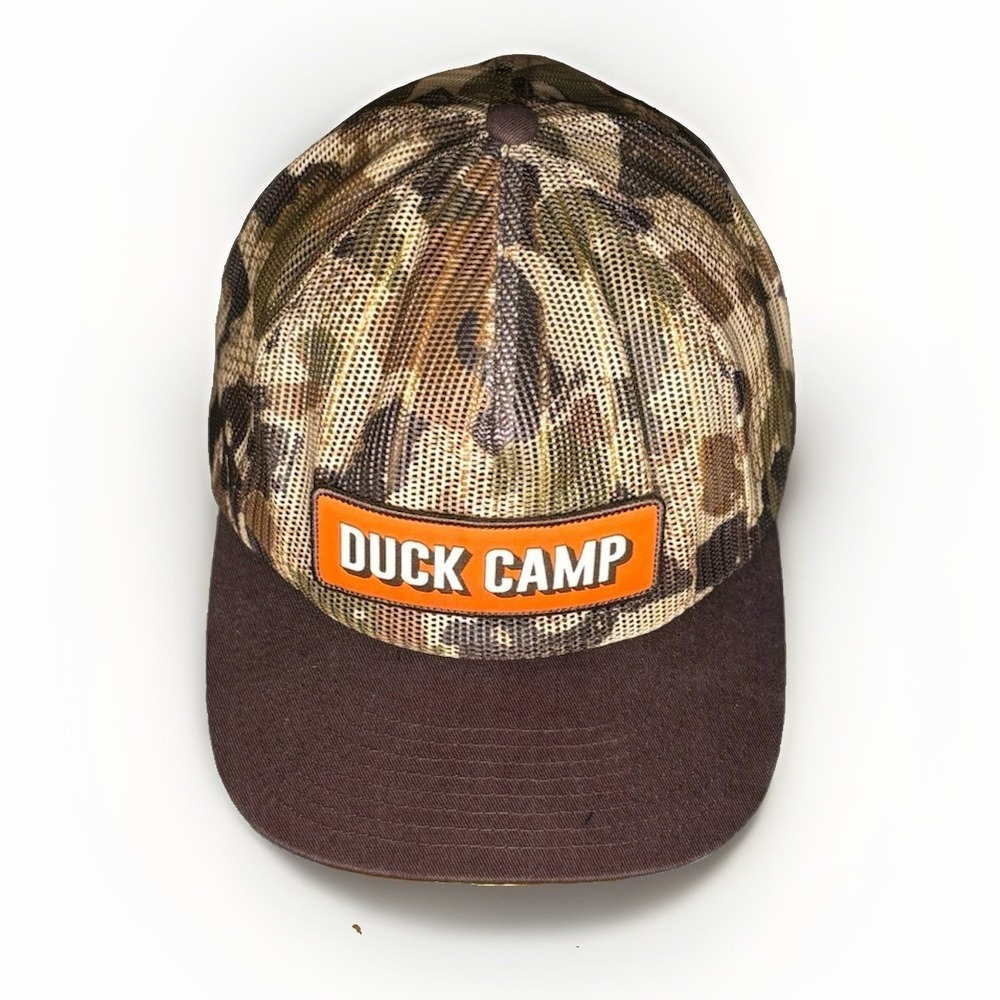 Duck Camp Midland Camo Trucker Hat Orange Patch Mesh Snapback Hunting Cap